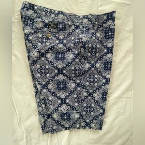 Union Blue and White Paisley Shorts